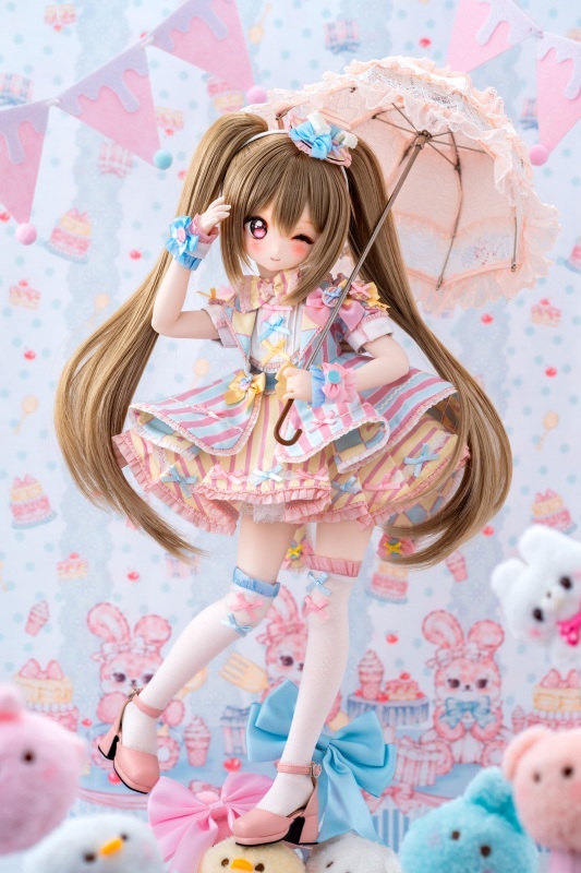 DOLK×CRUSH 特別受注】Lily Lace Parasol Pink＋Handle(Default:Brown
