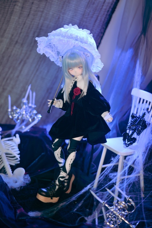 DOLK×CRUSH 特別受注】Lily Lace Parasol White＋Handle(I:Black