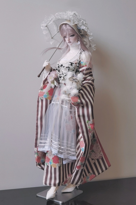 DOLK×CRUSH 特別受注】Lily Lace Parasol White＋Handle(I:Brown