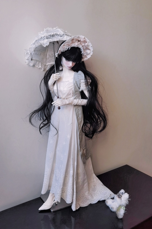 DOLK×CRUSH 特別受注】Lily Lace Parasol White＋Handle(I:Brown
