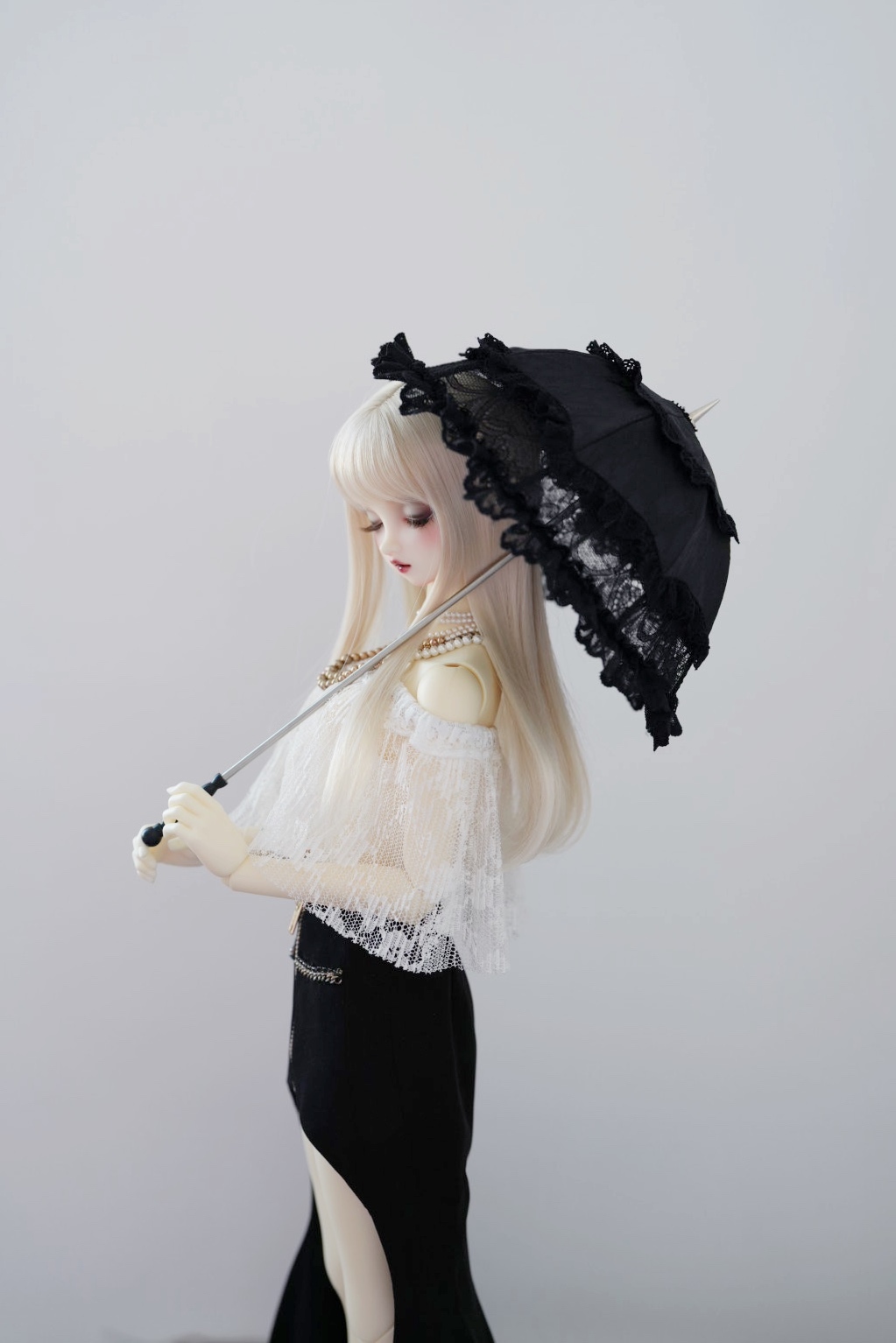 d＋Oike Collection ＋　ドール DOLK×CRUSH 特別受注】Lily Lace Parasol Black＋Handle(I:Black