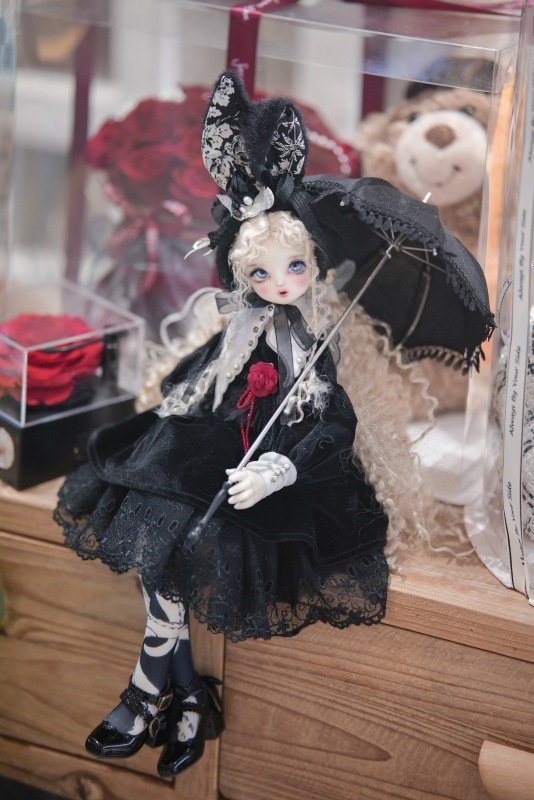 DOLK×CRUSH 特別受注】Lilyth Fringe Parasol Black＋Handle(I:Black