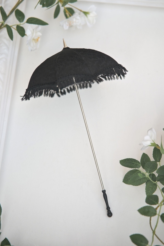 DOLK×CRUSH 特別受注】Lilyth Fringe Parasol Black＋Handle(I:Black
