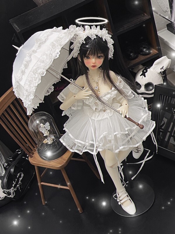 【希少】ディアルガドール　タグ付き DOLK×CRUSH 特別受注】Tulip Lace Parasol White＋Handle(I:Brown