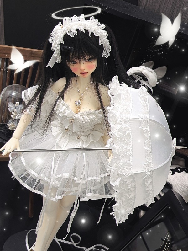 DOLK×CRUSH 特別受注】Tulip Lace Parasol White＋Handle(I:Brown