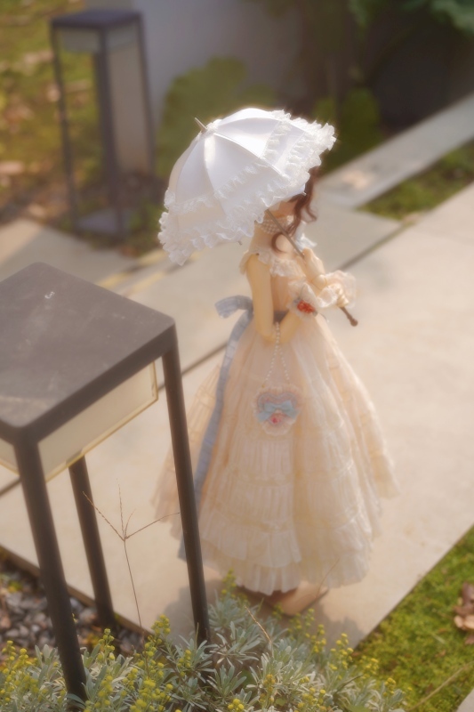 DOLK×CRUSH 特別受注】Tulip Lace Parasol White＋Handle(I:Brown