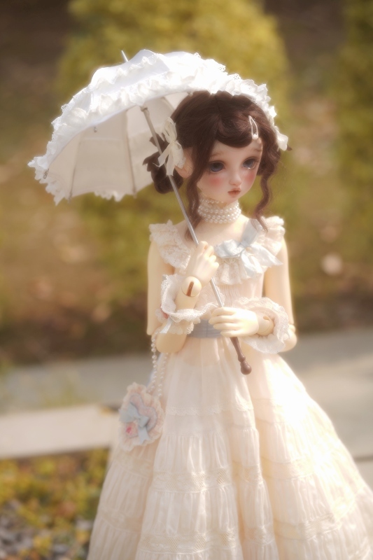 DOLK×CRUSH 特別受注】Tulip Lace Parasol White＋Handle(I:Brown