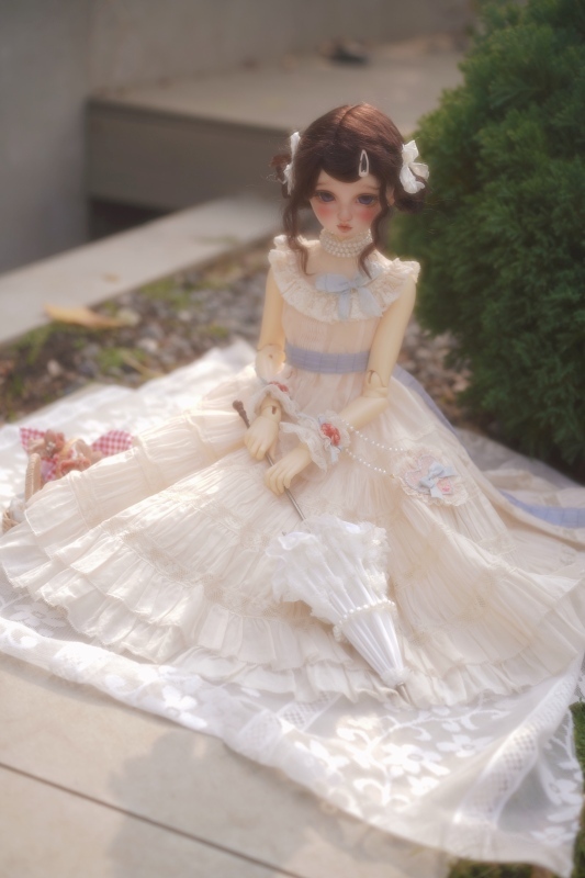 DOLK×CRUSH 特別受注】Tulip Lace Parasol White＋Handle(I:Brown