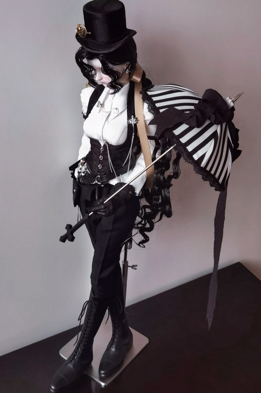 DOLK×CRUSH 特別受注】Lilyth Stripe Parasol White＆Black＋Handle(十