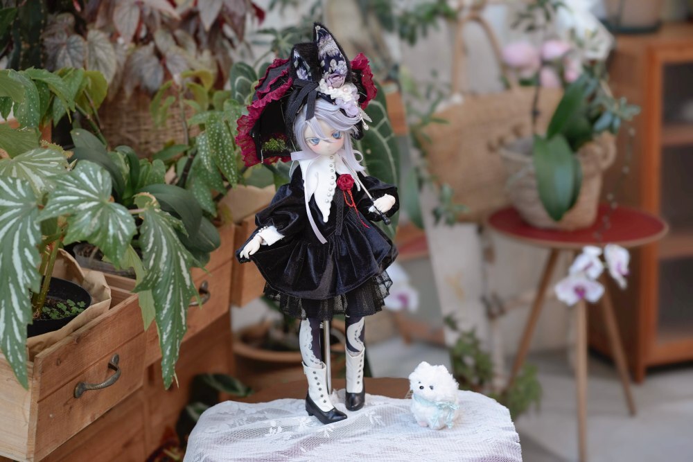 DOLK x CRUSH Special Order] Lily Lace Parasol Black & Red + Handle