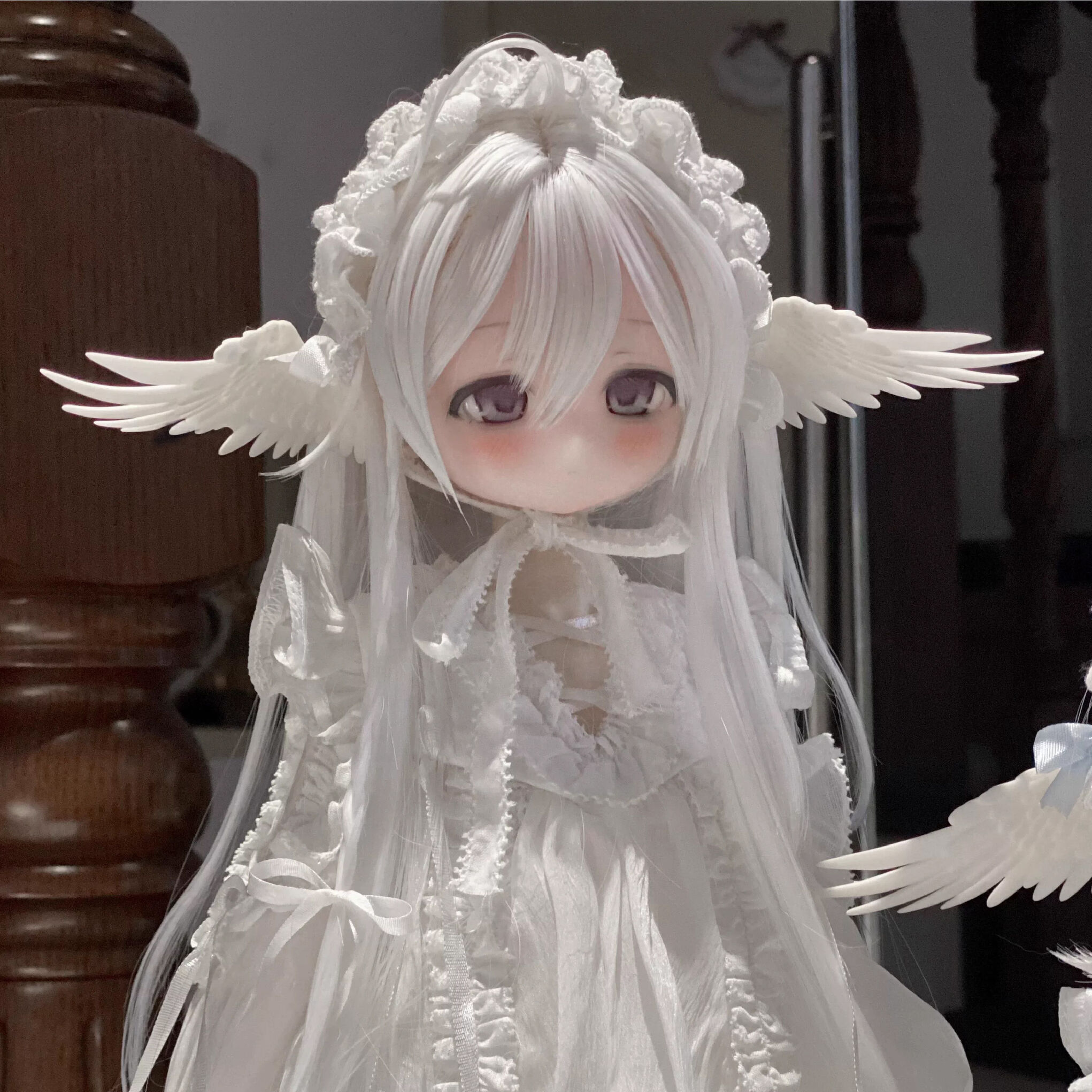 期間限定】天使の翼耳：ピュアブラック（40cm,MDD,MSD対応）（MSD