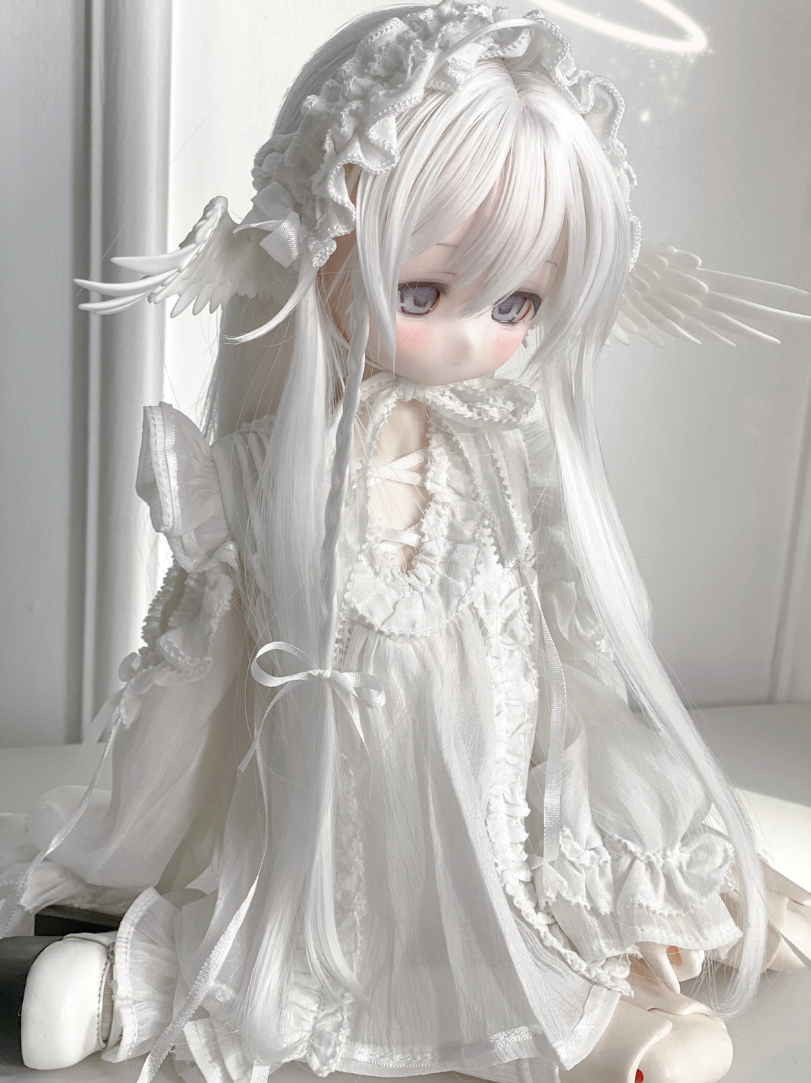 期間限定】天使の翼耳：ピュアホワイト（40cm,MDD,MSD対応）（MSD