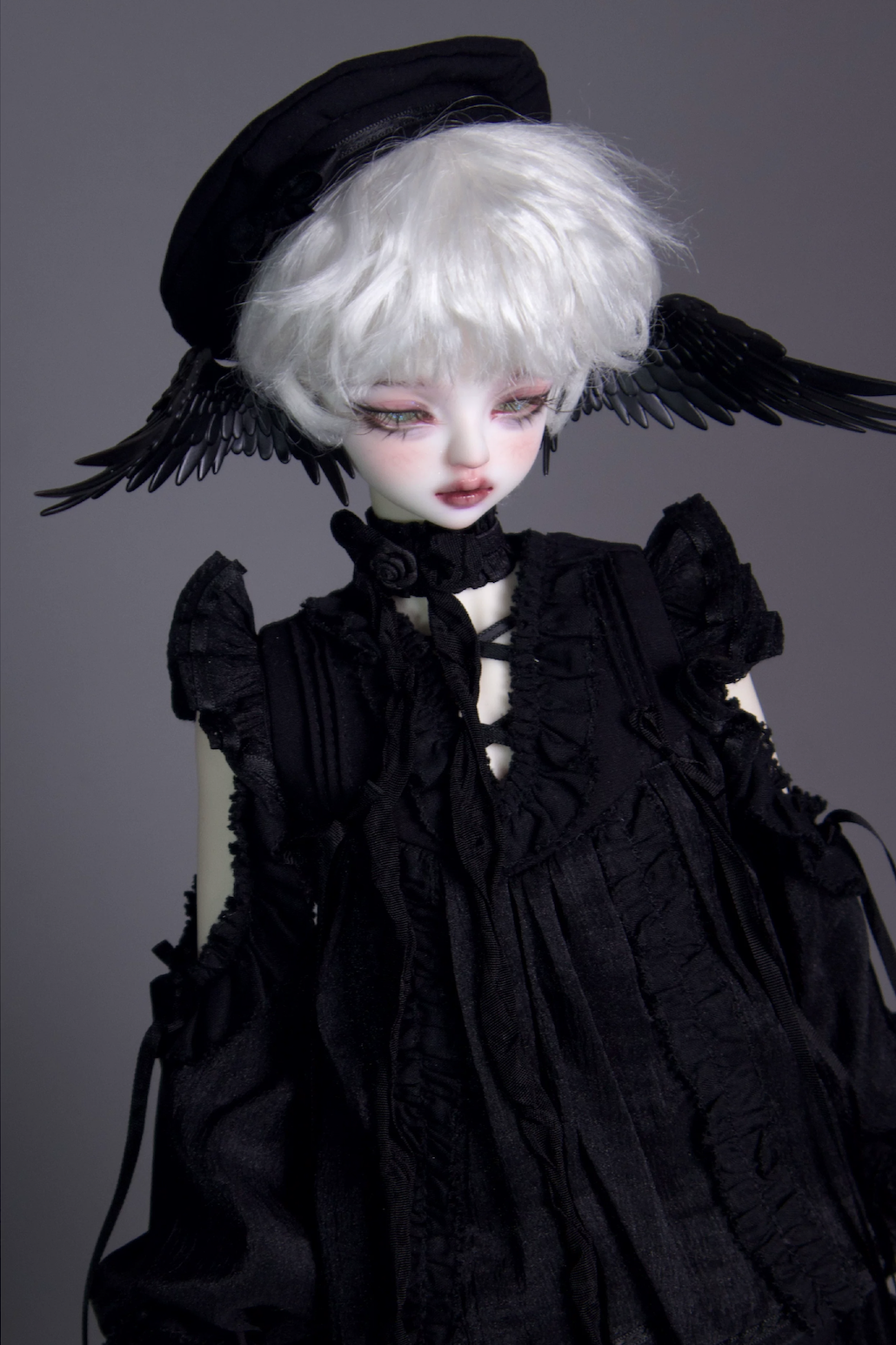 期間限定】天使の翼耳：ピュアブラック（40cm,MDD,MSD対応）（MSD