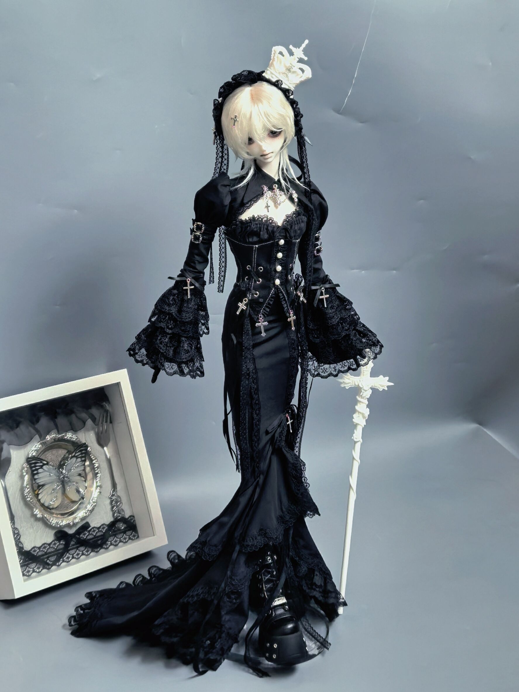 期間限定】古堡女爵 Boy Size Long Skirt Set：black（40cm big 対応