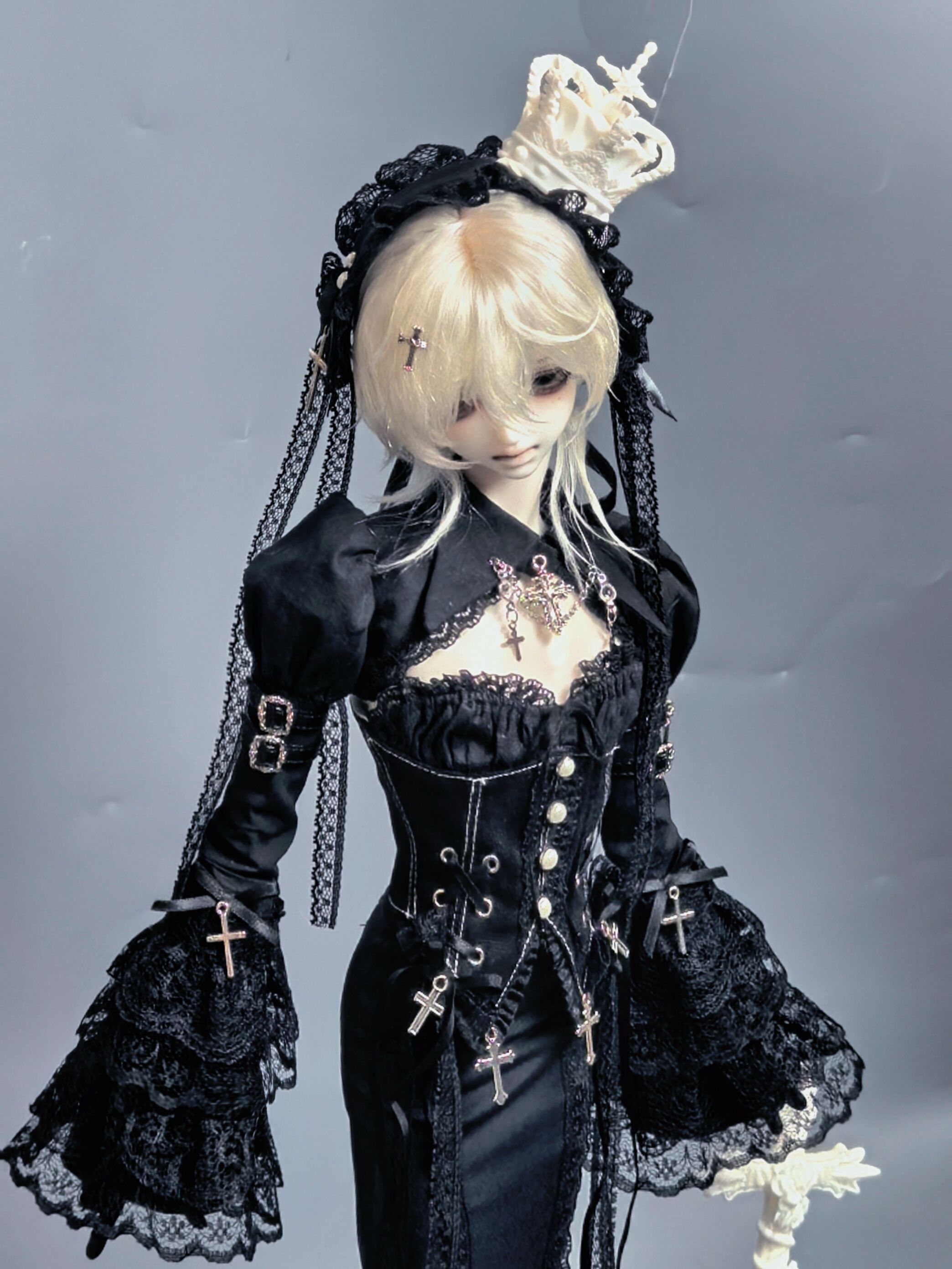 期間限定】古堡女爵 Boy Size Long Skirt Set：black（40cm big 対応