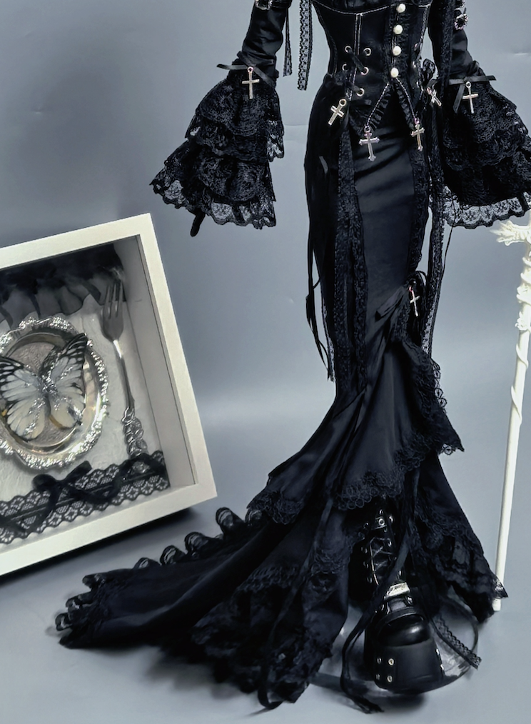 期間限定】古堡女爵 Boy Size Long Skirt：black（40cm big 対応