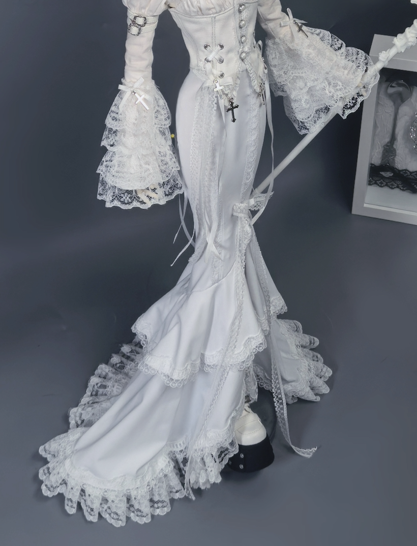 期間限定】古堡女爵 Boy Size Long Skirt：white（40cm big 対応