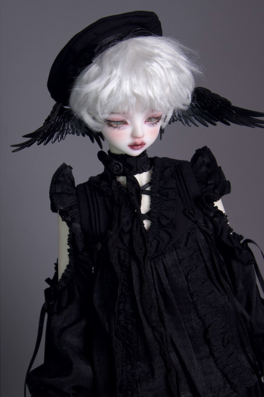 期間限定】天使の翼耳：ピュアブラック（40cm,MDD,MSD対応）（MSD