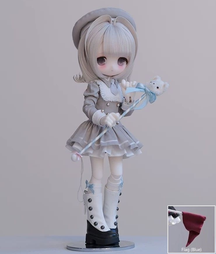 期間限定】少女指挥部 棍六 Gray(中腰版.四分帽) + Flag(Blue)｜DOLK
