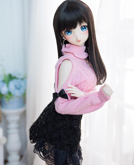 肩出しタートルネックセーター(Pink/Black ribbon) 60cmGirl(SD16 / GR