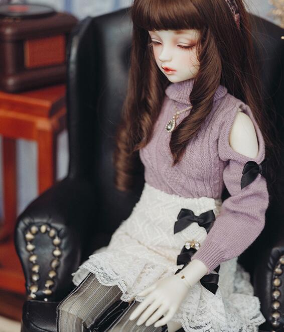 肩出しタートルネックセーター(lavender /Black ribbon) 60cmGirl(SD16