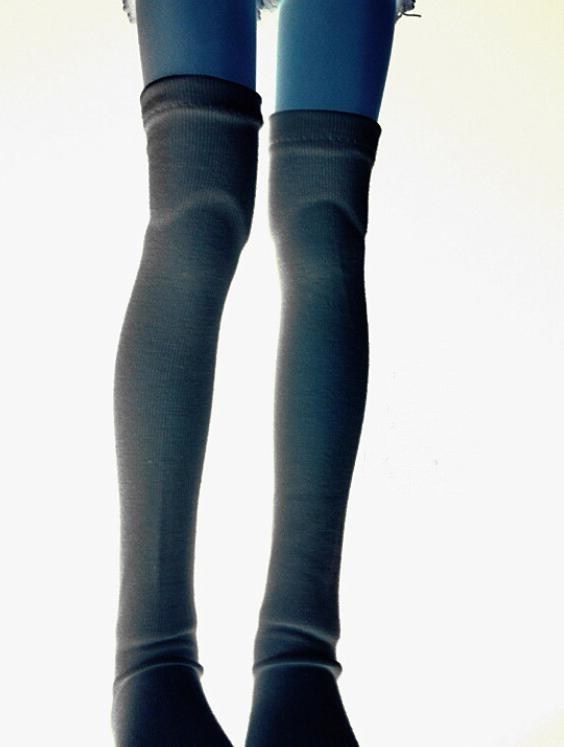 70cm コットンニーハイ 黒 Stockings Dolk ドルク