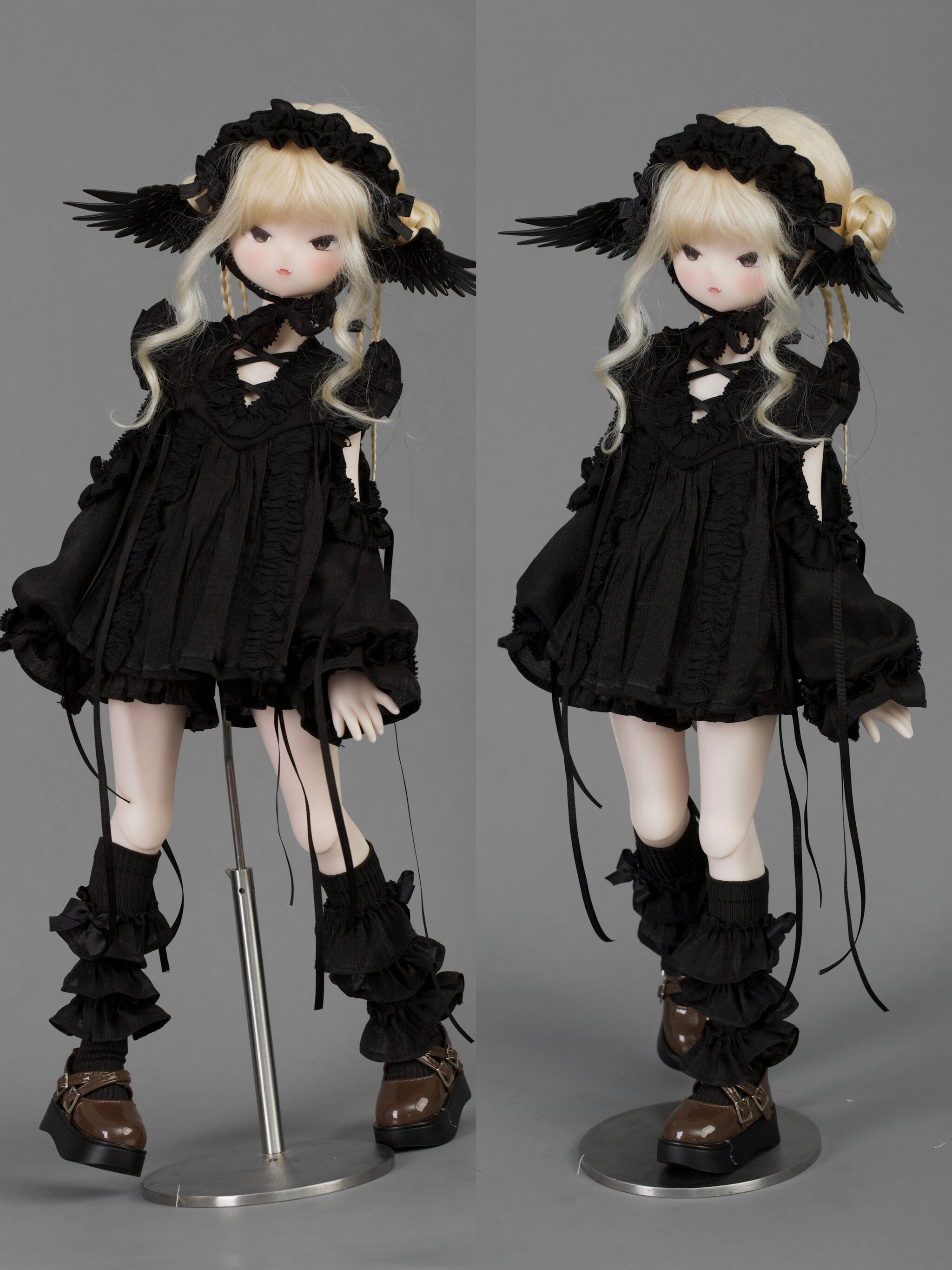天使のロリータフリルドレス：ピュアブラック（40cm,MDD対応）（MiniDD