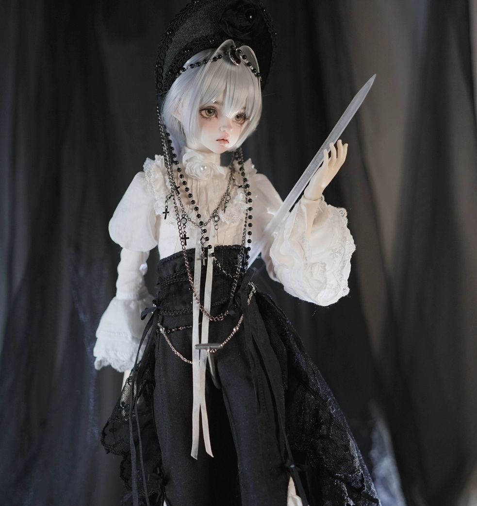 ゴシック調ドレスセット/ロングパンツ：ブラック（40cm対応）（MSD