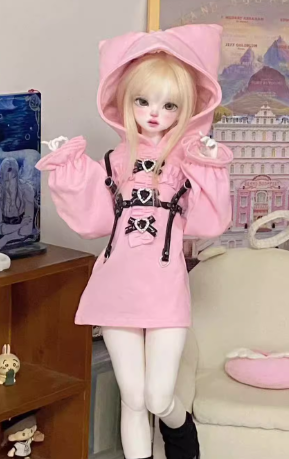 猫耳パーカーワンピース：ピンク（40cm対応）（MSD）｜DOLK（ドルク）