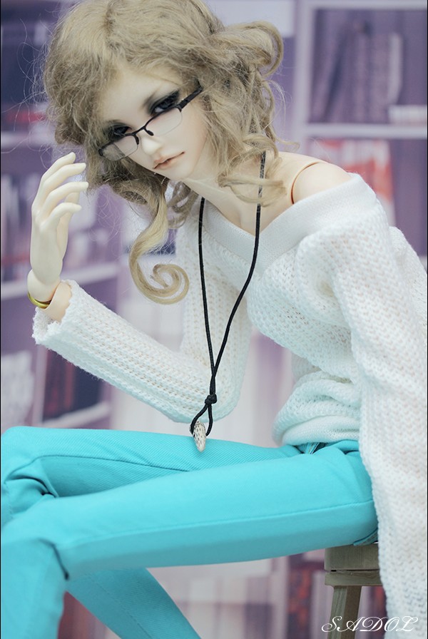 Daily-V]Boy V-neck knit white 60cm-62cm(SD13boy, luts DF, luts SDF