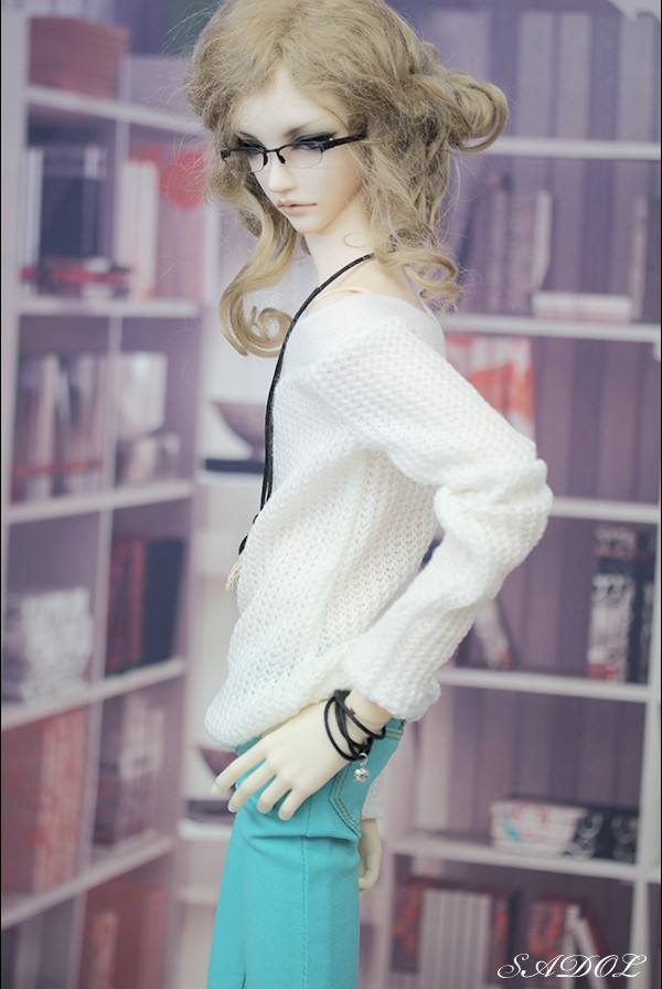 Daily-V]Boy V-neck knit white 60cm-62cm(SD13boy, luts DF, luts SDF