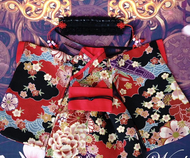 着物メイド服3(赤エプロン) 40cm(MSD,MDD)（MSD・MiniDD）｜DOLK（ドルク）