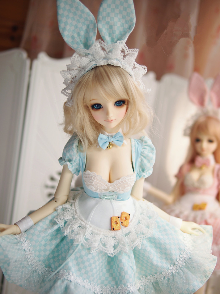 白ウサギのティーパーティドレス(Blue) 60cm(Girl)｜DOLK（ドルク）
