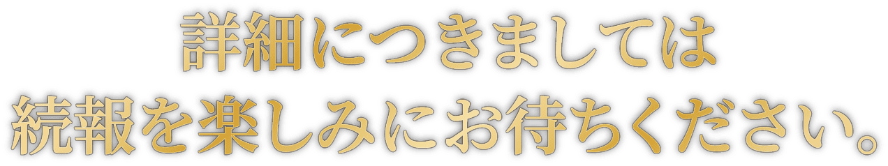 詳細につきましては続報を楽しみにお待ちください。