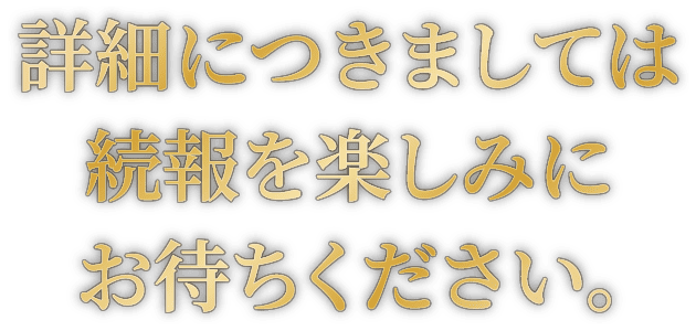 詳細につきましては続報を楽しみにお待ちください。