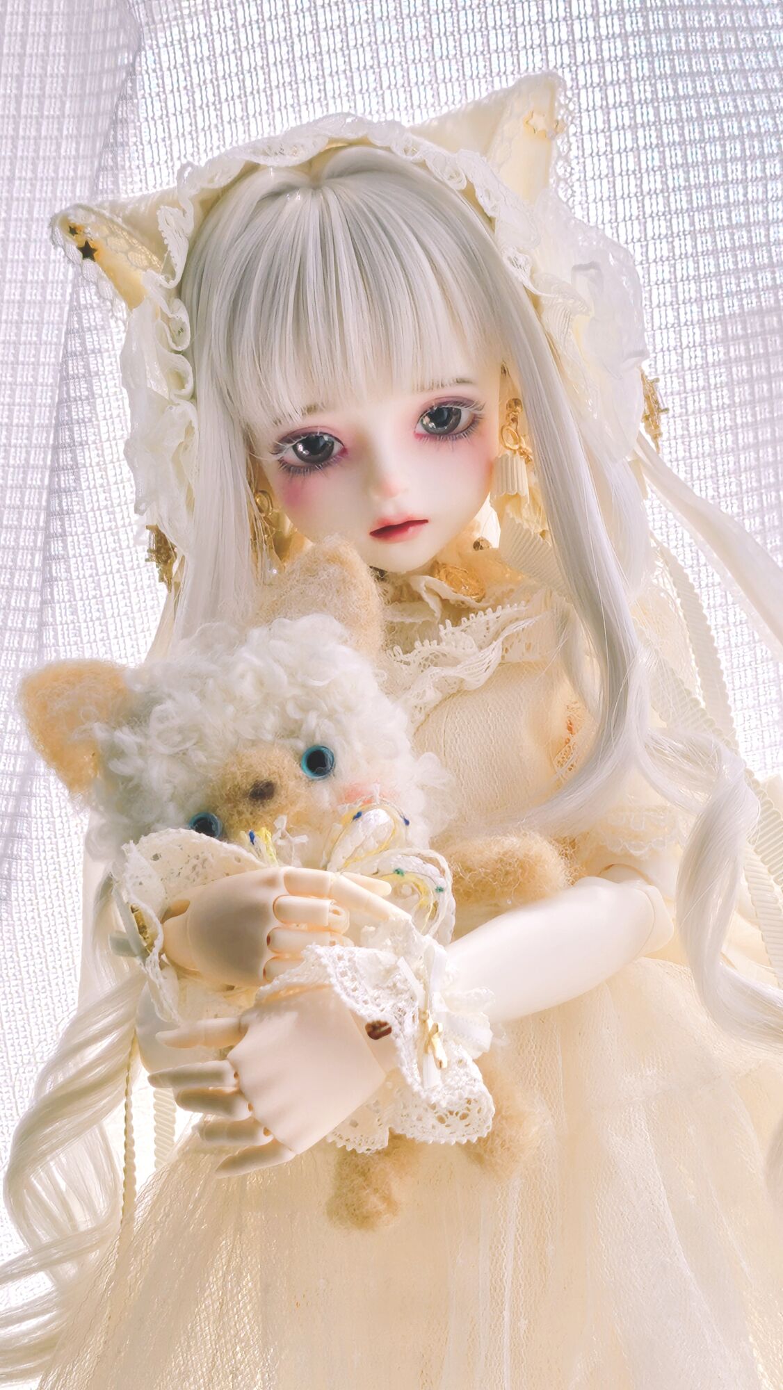 m*n様 海外作家様作　アートドール　白い猫 m*n様 海外作家様作 アートドール 白い猫